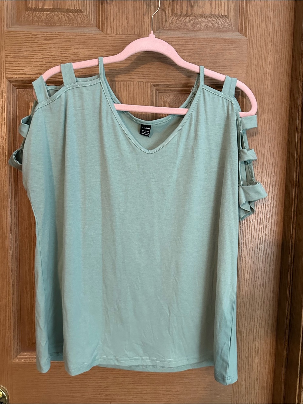 SHEIN Sage Green Cold-Shoulder Ladder Sleeve Tank Top